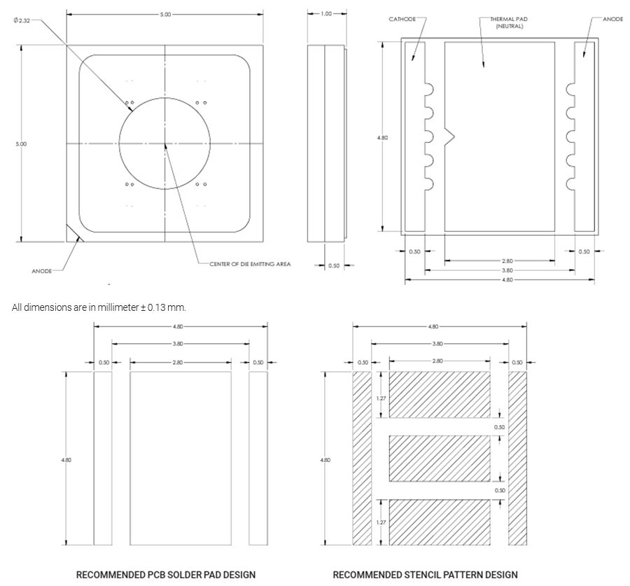 Mechanical Drawing - Luminus Devices SFT-42R-WES High Power White LEDs